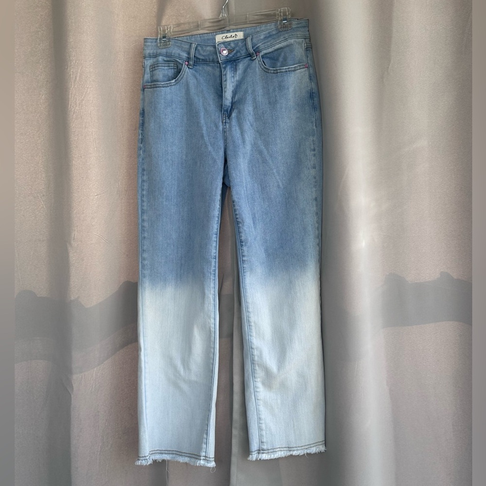 Charlie B Blue Ombre Women's Straight Leg Jeans sz 8 raw hem